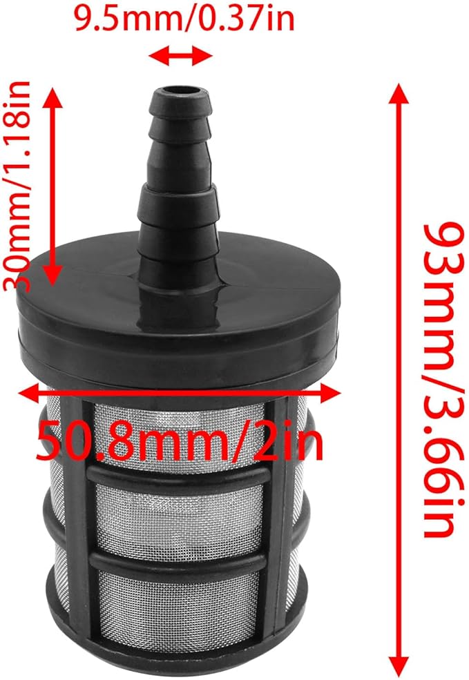 Diameter 3/8 "to 1/2" stainless steel filter upgraded double-layer filter screen compatible with hoses injectors high-pressure cleaners oil pumps or industrial equipment 2PCS
