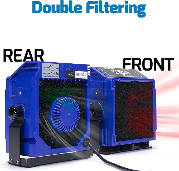 WEP 948DQ-I Fume Extractor Tool with Double Filtering, Helping Hands, Adjustable Tilt Angle, Fenders for Soldering Station, Soldering Iron with 6 Filtration Adsorbers