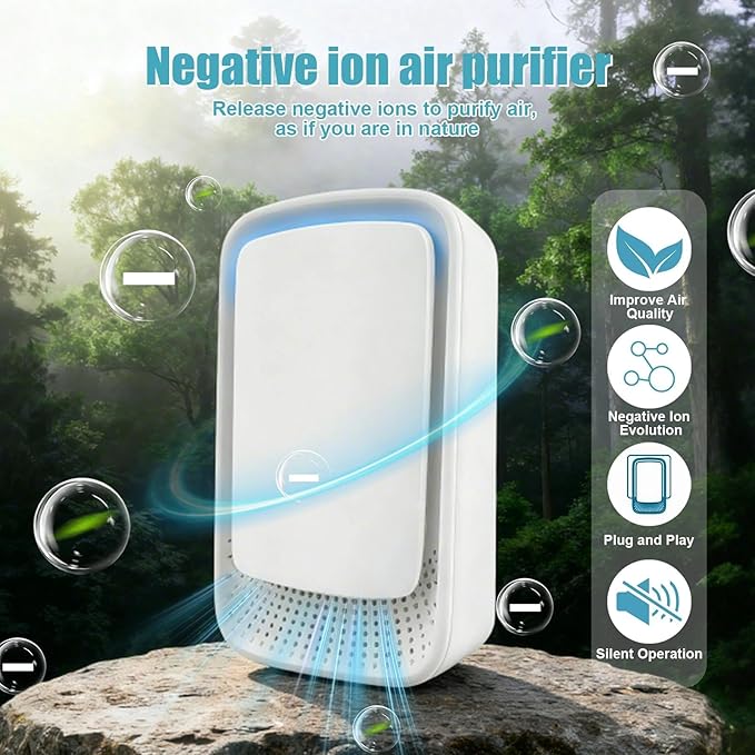4 Pack Plug In Air Purifier, Negative Ion Filtration System, Quiet Ionic Air Purifiers for Home Bedroom, Mini Portable Air Filter for Kitchen, Basement, Odor, Pets Smell