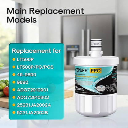 ICEPURE PRO 5231JA2002A NSF401&473&53&42 Certified Refrigerator Water Filter Replacement for LG LT500P, GEN11042FR-08, ADQ72910911, ADQ72910901, ADQ72910907, Kenmore 9890, 469890, LFX25974ST, 3PACK