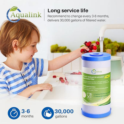 AQUALINK PP10BB-CC 5 Micron 10" x 4.5" Whole House Sediment Activated Carbon Water Filter Replacement for GE FXHTC, GXWH40L, GXWH35F, GNWH38S, RFC-BBSA, W50PEHD, DuPont WFHD13001