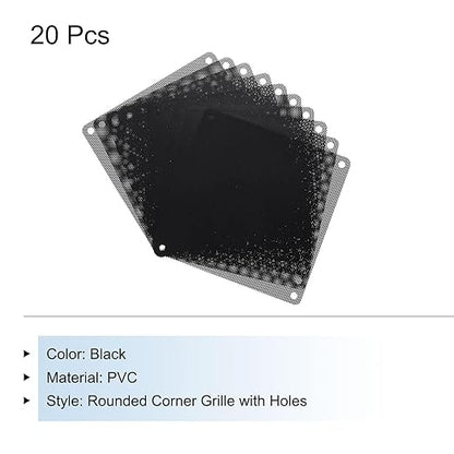 MECCANIXITY 20PCS PC Dust Filter, 140mmx140mm PVC Computer Case Cooler Dustproof Mesh Cover Fan Grills for Computer Chassis Speaker, Black