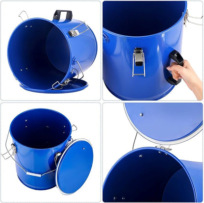 6 Gal Fryer Grease Bucket Fryer Oil Transport Bucket with Lid Steel Oil Disposal Caddy with Anti-rust Coating, Handle, Lock Clips for Transport Cooking Filtering