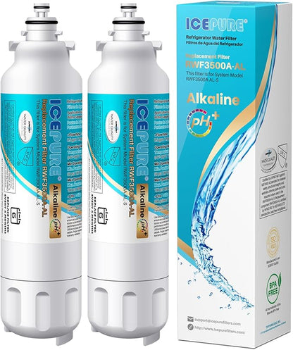 ICEPURE Alkaline ADQ73613401 Refrigerator Water Filter Replacement for LG LT800P, LT800PC, ADQ75795104, ADQ736134, ADQ73613402 Kenmore 9490 46-9490 LSXS26326S LSXS26366S LMXS30776S, Enhances PH, 2Pack