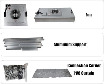 Vertical Laminar Dust Free Room Bench Double Use 70.86x23.62in Flow Hood Air Flow Clean Workbench Aluminum Workshop for Phone Repair with HEPA-Filter Laboratory Using