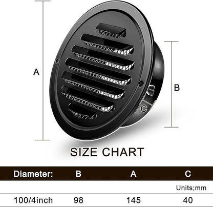 Zonon 36 Pcs Stainless Steel Soffit Vents 4 Inch Round Dryer Vent Cover with Mesh Screen for Home Outdoor Bathroom Wall Ceiling Outside Exterior Exhaust (Black)