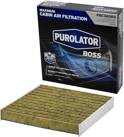 Purolator PBC36080 PurolatorBOSS Automotive Cabin Air Filter with Activated Carbon, Car & Truck Passenger Compartment OEM Filter Replacement for Honda CRV, Civic, HR-V, and more
