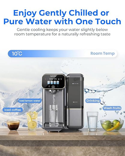 Cold Water Reverse Osmosis Water Filter Countertop, Remineralization & pH Balance UV 6 Stage RO Filtration System, Portable Water Purifier, 3:1 Pure to Drain, No Installation, C100