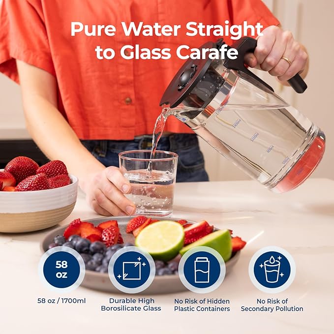 Bluevua RO100ROPOT Reverse Osmosis System Countertop Water Filter, 5 Stage Purification, Counter RO Filtration, 2:1 Pure to Drain, Purified Tap Water, Portable Water Purifier for Home