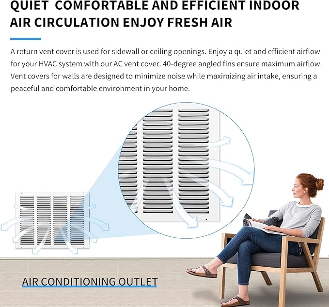 16x12 Return Air Grille(Duct Opening Size),Air Return Vent Cover,Flat Vent Cover,Rejillas De Aire Acondicionado Para Casa,Return Air Grilles,Outer Dimensions:17.75"Wx13.75"H(16"W x 12"H, Duct Opening)