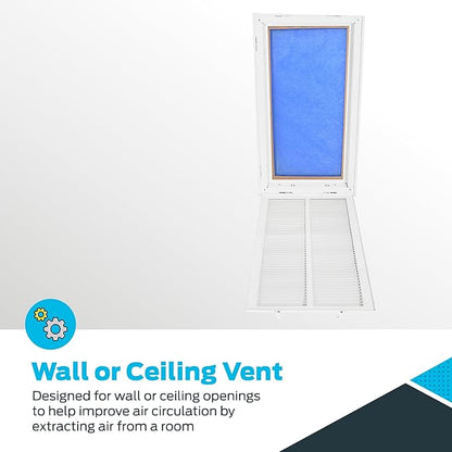 EZ-FLO 12 x 24 Inch (Duct Opening) Return Air Vent Cover for Wall or Ceiling, Solid Steel Return Air Filter Grille, HVAC Vent Cover, White, 61668