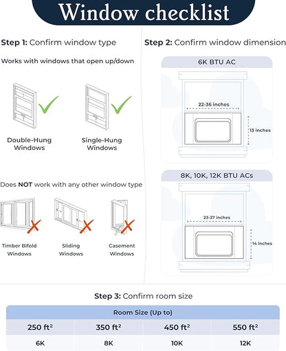 Windmill Window Air Conditioner - Quiet & Smart. Easy Install, Voice-Enabled, Remote & App Control AC Unit - 12,000 BTU Inverter w/WhisperTech