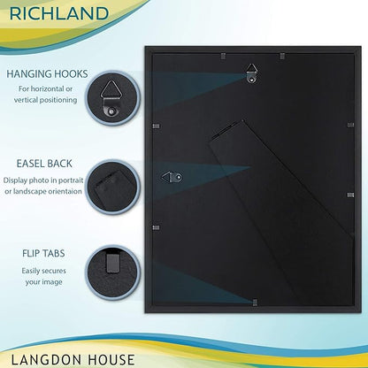 Langdon House 8.5x11 Certificate Frames Set (Black, 6 Pack) Distinguished Edging for Classic Style, Richland Collection