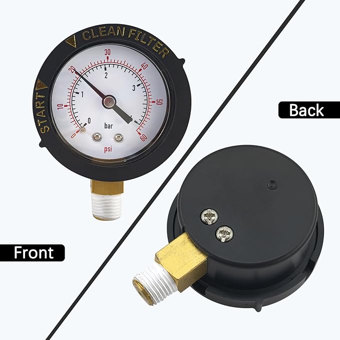 190058 Pressure Gauge 0-60 PSI with 1/4” NPT Bottom Mount Replacement for Pool and Spa Valve Filter