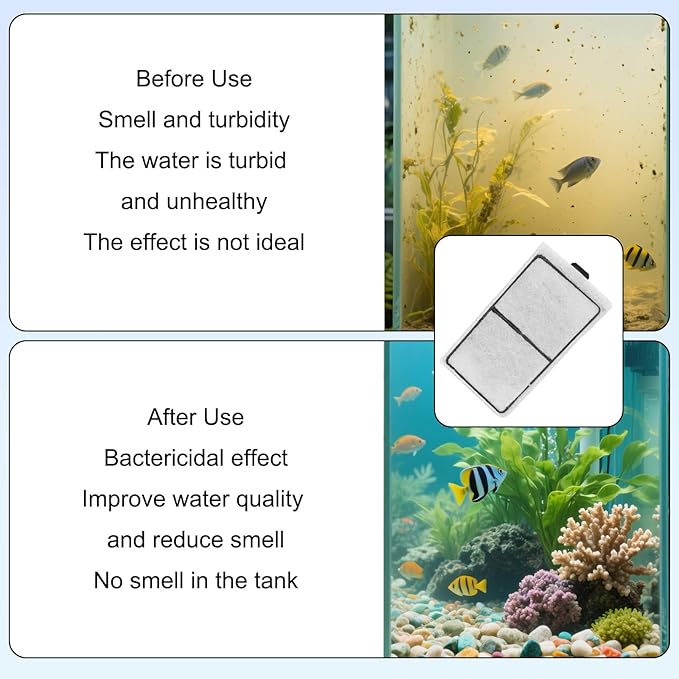 6pcs Carbon Filter Cartridges Compatible with Top Fin PF-S, 5.3X3.1 Inch Fish Tank Filter Cartridge Replacement for Aquarium Water Filtration