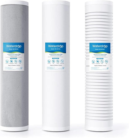 Waterdrop Whole House Water Filter,Carbon Filter and Sediment Filter, Replacement for, Any 20" x4.5" System, 5 Micron WD-WF20PG