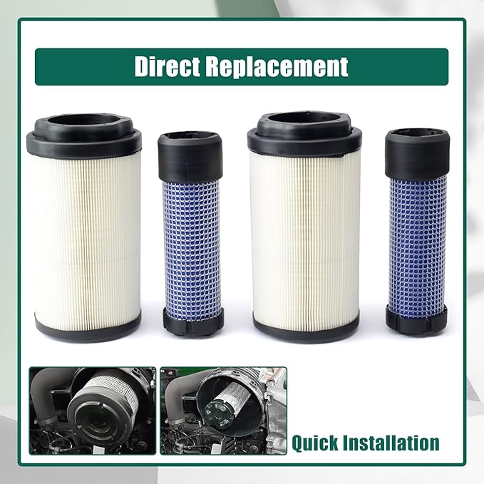 YUXIVCNE 2Pcs LVU34503 LVU34504 Primary & Secondary Air Filter Compatible with John Deere 1023E 1025R 1026R 2025R 2026R Tractor, 2400 2700 Precisioncut, 2550 Triplex Mower, 2700 2750 E-Cut Hybrid
