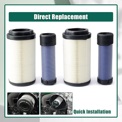 YUXIVCNE 2Pcs LVU34503 LVU34504 Primary & Secondary Air Filter Compatible with John Deere 1023E 1025R 1026R 2025R 2026R Tractor, 2400 2700 Precisioncut, 2550 Triplex Mower, 2700 2750 E-Cut Hybrid