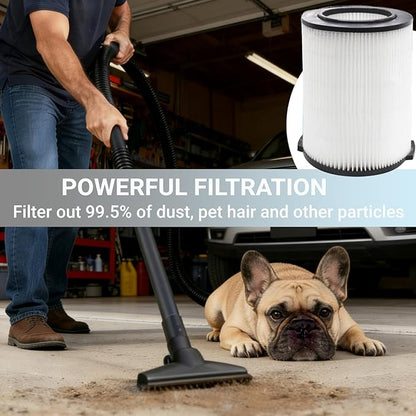 2 Pack Replacement VF4000 Filter for Ridgid Shop Vac Filter 5-20 Gallon, Standard H13 HEAP Wet/Dry Rigid Shop Vac Filters Compatible with Husky 6-9 Gallon Vacuums, With 2 Foam Sleeves and 1 Brush