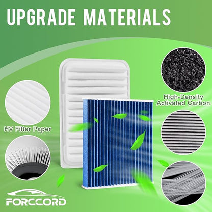 Cabin & Engine Air Filter Fit for Toyota Corolla 2009-19, Matrix 2009-14, Yaris 2007-18, Scion xD 2008-14, Vibe 2009-10 Activated Carbon Cabin Filter Replace#CF10285 CA10190 Car Accessories