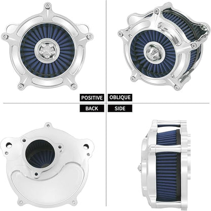 HDBUBALUS Motorcycle Air Filter Air Cleaner Intake System Cleaner Fit For Harley M8 Touring 2017-2023 Softail 2018-2024 Trike 2017-2025 Chrome