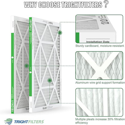 18x24x1 Air Filter 4 Pack, MERV 8 Pleated Dust Defense Air Filters Replacement for Air Conditioner & Furnace, Durable & Lightweight