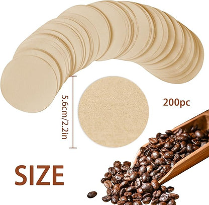 CEYAZYE 200 PCS Round Coffee Filter Paper, 56 mm Disposable Coffee Filters, Moka Coffee Pot Filter for Espresso Machine Portafilter Moka Pot, Quality Material Paper Fiber Heat Resistance