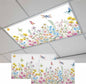 Fluorescent Light Covers for Ceiling Lights Spring Flowers Magnetic Light Filters 2 Pack 4x2 ft Daisy Butterflies Dragonfly Ceiling Lights Cover for Classroom Office School Home Drop Lamp Decor