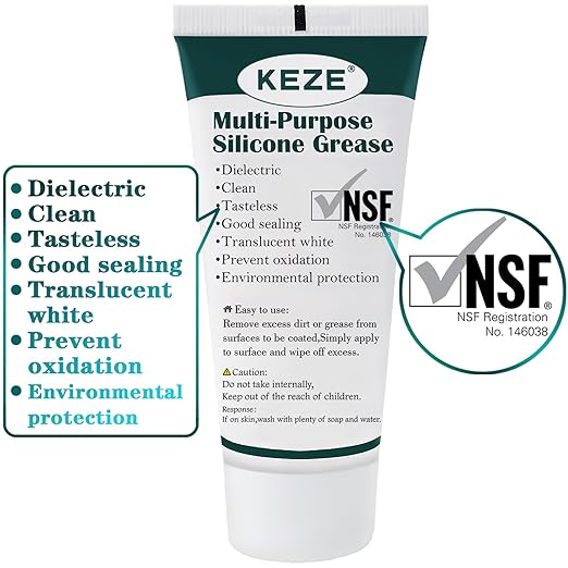 KEZE Waterproof Food Grade Silicone Lubricant Plumbers Grease for Valve Sealant Faucet Pool Lube O Rings Filter 1 oz 1-Pack