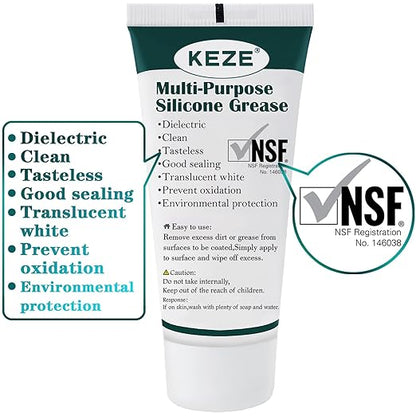 KEZE Waterproof Food Grade Silicone Lubricant Plumbers Grease for Valve Sealant Faucet Pool Lube O Rings Filter 1 oz 1-Pack