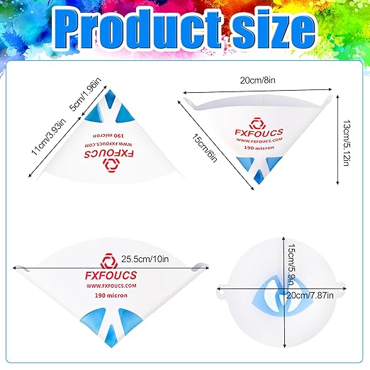 100 Pack of Premium Paint Strainers with 190 Micron Fine Mesh Filters - 3D Printing Ultra-Flow Blue Nylon Cone Strainers for Paint and Fluid Filtration