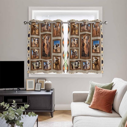 2 Panel Kitchen Cafe Curtains, Desert Camels Sunlight Filtering Nature Air Through, Home Decor Window Covering Tier Curtains for Bedroom Living Room Western Wildlife Brown Animals Country