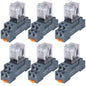 6PCS Electromagnetic Power Relay, 8-Pin 10 AMP 110/120V AC Relay Coil with Socket Base, LED Indicator, DPDT 2NO 2NC - MY2NJ [Applicable for DIN Rail System]