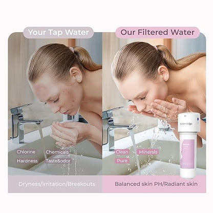 Waterdrop BFU2 Water Filter for Bathroom for Face Care, Reduces Chlorine, Scale in Water, Reduces Skin Redness and Irritation, 4-Stage Filtration, for Cold Water Supply Only