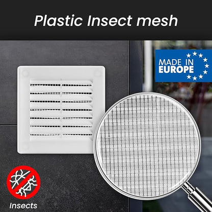 Repa Market 10 x 10 Inch (Outer) White Square Air Vent Cover - Plastic Fresh Air Intake Vent - AC Cover with Nylon Mesh Screen, Wall, Ceiling HVAC Return Air Register, Modern Soffit Vents