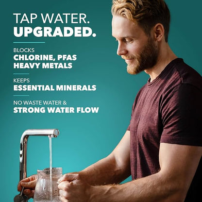CuZn Under Sink Water Filter for Sink Faucet, 10K Gallons or 1 Year Filtration Life, Reduces PFAs, PFOS, Lead, Chlorine, Improves Taste of Tap Water, NSF/ANSI 42 & 372 Certified High Performance