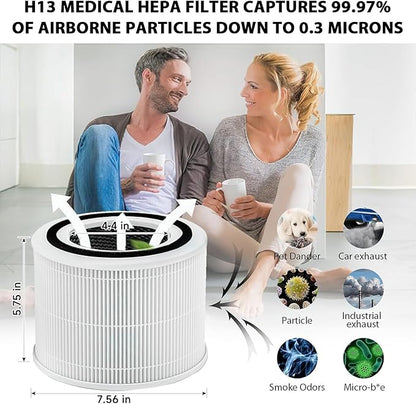 Core 300 Replacement Filter for LEVOIT Core 300,Core 300S,Core P350,Core300-P, Core 300 Replacement Filter,3-in-1 H13 True HEPA & Activated Carbon Filter, Core 300-RF,2 Pack
