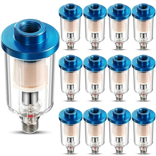 Mudder 10 Pcs Compressed Air Filter Water Oil Separator 1/4 Inch NPT Inlet and Outlet Airbrush Filter Moisture Separator for Air Line Compressor Fitting, 90 PSI