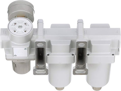 PneumaticPlus SAU430-N04G-MEP 3 Stage Compressed Air Filter Dryer System - Particulate Air Filter, Coalescing Air Filter, Compressed Air Pressure Regulator Combo, 1/2" NPT - Metal Bowl, Manual Drain