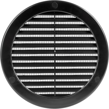Vent Systems 6" Inch (Opening Dimensions) - Pack of 5 - Black Soffit Vent Cover - Plastic Round Air Vent Grille - Built-in Mesh Screen - HVAC Register Louver for Bathroom, Home, Kitchen