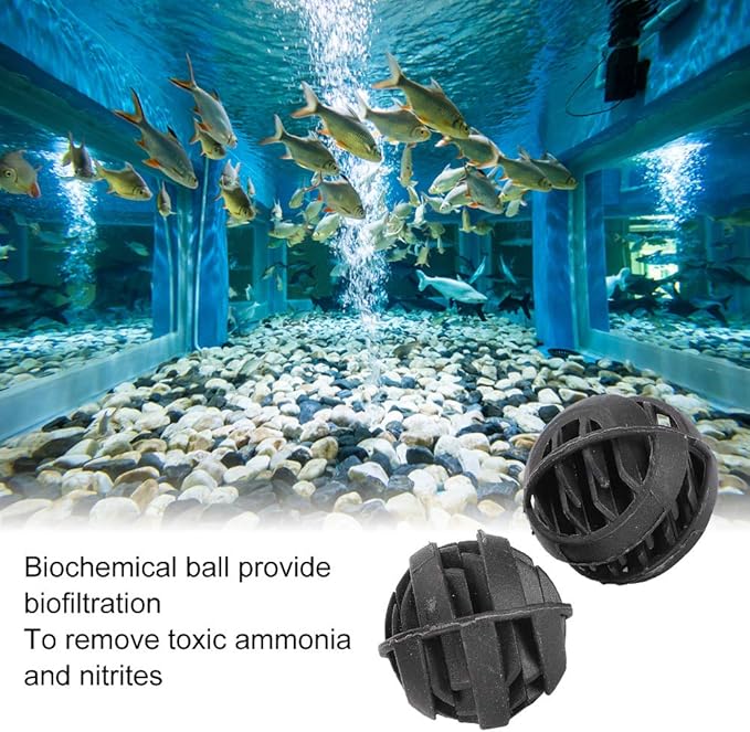 30 Pack Biofiltration Filter Balls, Removes and Nitrites, Reusable Plastic, for Freshwater and Seawater Aquariums