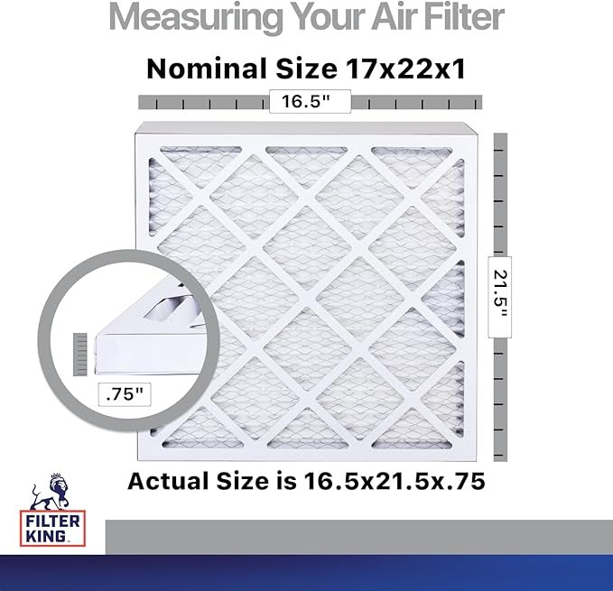 Filter King 17x22x1 Air Filter | 4-PACK | Carbon MERV 8 HVAC Pleated A/C Furnace Filters | MADE IN USA | Actual Size: 16.5 x 21.5 x .75"