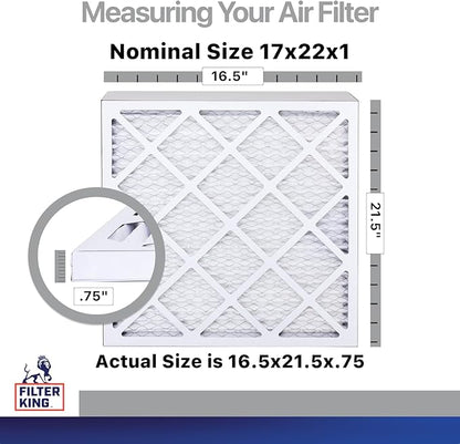 Filter King 17x22x1 Air Filter | 4-PACK | Carbon MERV 8 HVAC Pleated A/C Furnace Filters | MADE IN USA | Actual Size: 16.5 x 21.5 x .75"