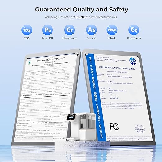 Countertop Reverse Osmosis Water Filter, UV 6 Stage RO Filtration System with Remineralization pH Balance, Portable Water Purifier for Kitchen, RV, Office, No Installation, B100