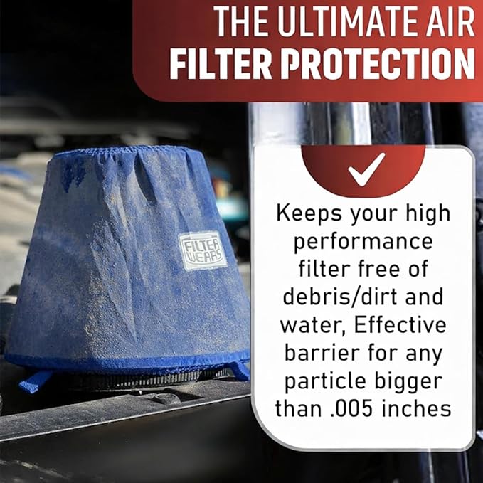 FILTERWEARS F154L Universal Water Repellent Cold Air Intake Pre-Filter - Large