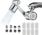 YYKBZ Water Filter For Sink Faucet Extender,1080° Swivel Aerator,2 Modes Spray Sink Water Filter,Brass Faucet Mount Purifier System For Kitchen/Bathroom/Toddlers,Multiple Adapters With 9pcs Filters