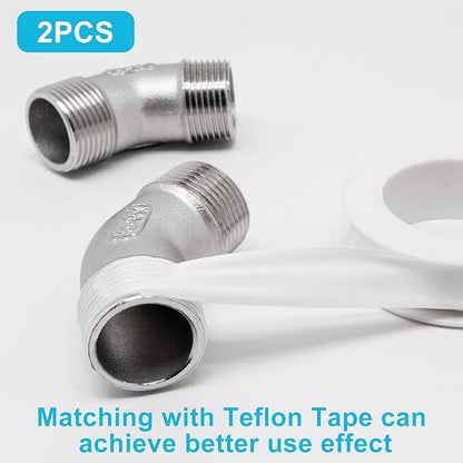 45 Degree Elbow 2PCS, 3/4" NPT Male X 3/4" NPT Male 304 Stainless Steel Pipe Fitting, Connector Coupler Apply to Outdoor/Garden/Industrial