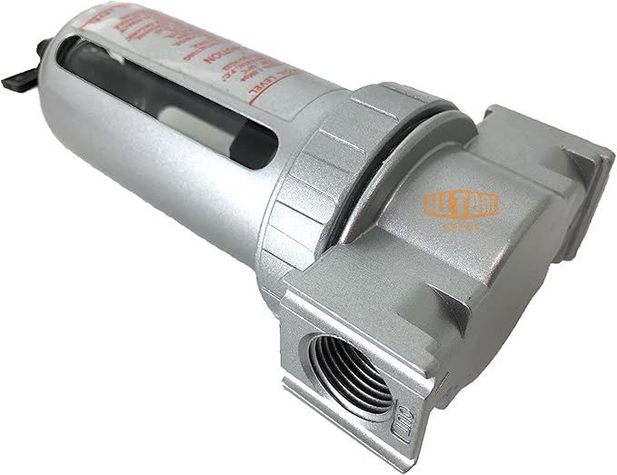 3/8" NPT MID FLOW Particulate Filter/Water Trap For Air Compressor Compressed Air Lines, 5u With Poly Bowl And Metal Bowl Guard (MANUAL DRAIN)