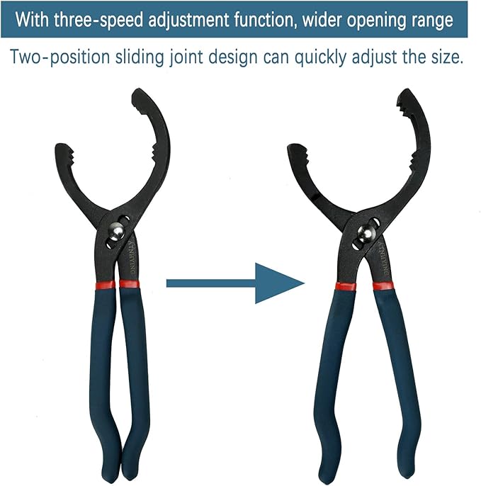 12" Oil Filter Pliers, Adjustable Oil Filter Wrench, Universal Oil Filter Removal Tool No Slipping for Engine Filters, Conduit, Fittings, Straight Head