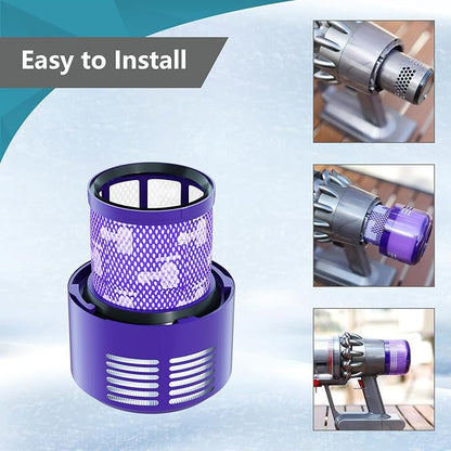 4 Pack Vacuum Filter Replacement Compatible with Dyson V10 Series Vacuum Cleaner, Cordless Vacuum Filter Accessories, Effective Cleaning, Home Cleaning Helper, 4 Rear-Filters (4)
